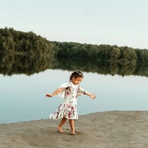 MIA JOY Floral Kids Dress with Ruffle Sleeves